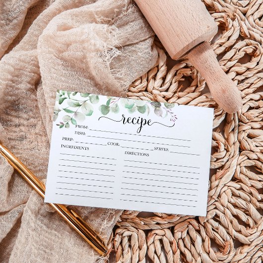 Eukalyptus-Brautparty Recipe Cards