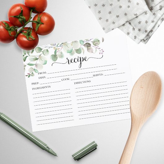 Eukalyptus-Brautparty Recipe Cards