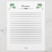 Eukalyptus-Brautparty-Rezept-Karte Briefbogen (Rückseite)