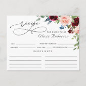 Eukalyptus-Brautparty-Rezept-Karte der Burgund-Nav Postkarte (Vorderseite)