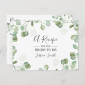 Eukalyptus Brautparty Rezept Karte Grüne (Vorne/Hinten)