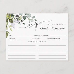 Eukalyptus-Brautparty-Rezept-Karte Postkarte