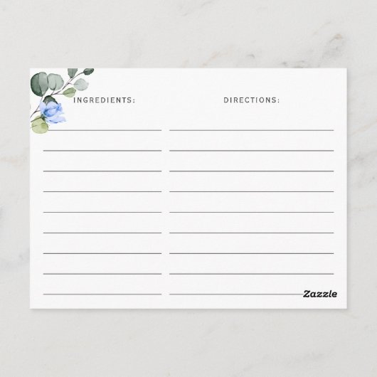 Eukalyptus-Brautparty-Rezept-Karte Postkarte (Rückseite)