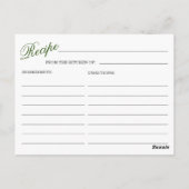 Eukalyptus-Brautparty-Rezept-Karte Postkarte (Rückseite)