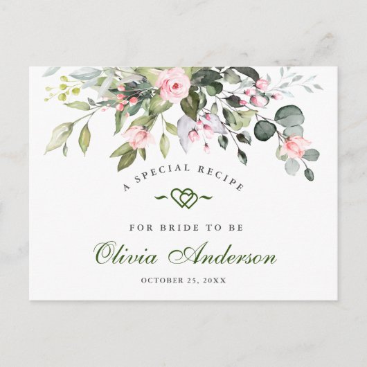 Eukalyptus-Brautparty-Rezept-Karte Postkarte (Vorderseite)