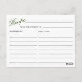 Eukalyptus-Brautparty-Rezept-Karte Postkarte (Rückseite)