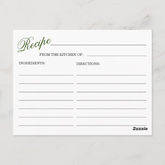 Eukalyptus-Brautparty-Rezept-Karte Postkarte (Rückseite)