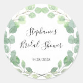 Eukalyptus-Brautparty Runder Aufkleber (Vorderseite)