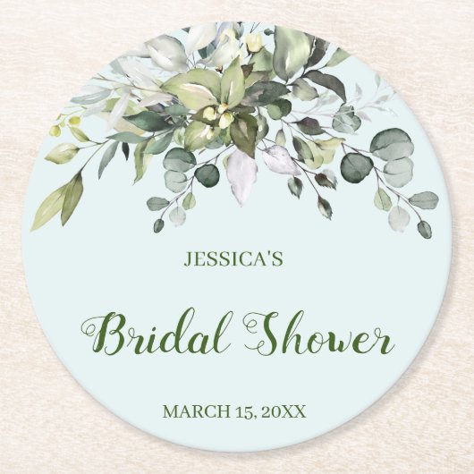 Eukalyptus-Brautparty-Rundpapier-Untersetzer Runder Pappuntersetzer (Vorderseite)