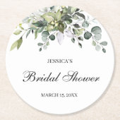 Eukalyptus-Brautparty-Rundpapier-Untersetzer Runder Pappuntersetzer (Vorderseite)