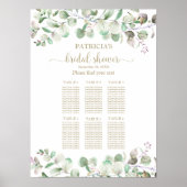 Eukalyptus-Brautparty-Seating-Chart für Grünpflanz Poster (Vorne)