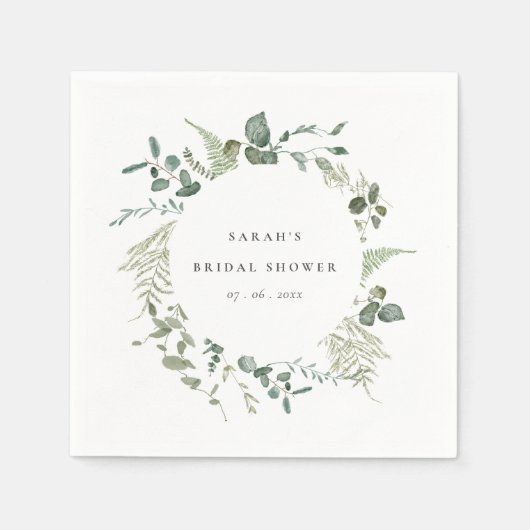 Eukalyptus-Brautparty Serviette (Vorderseite)