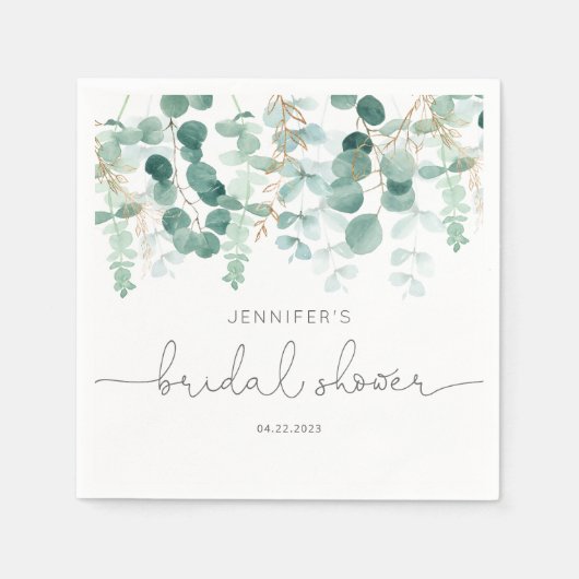 Eukalyptus-Brautparty Servietten (Vorderseite)