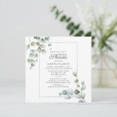 Eukalyptus-Brautparty Skriptgrün Foliage Einladung (Stehend Vorderseite)