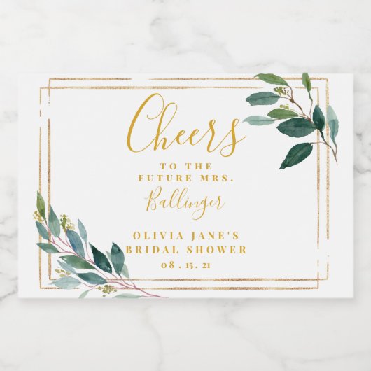 Eukalyptus Brautparty Sparkling Weinkultur und Erd Schaumweinetikett (Einzelnes Label)