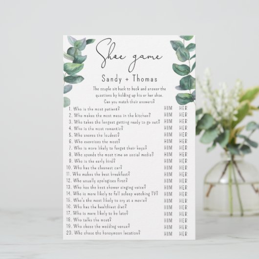 Eukalyptus - Brautparty-Spiel (Stehend Vorderseite)