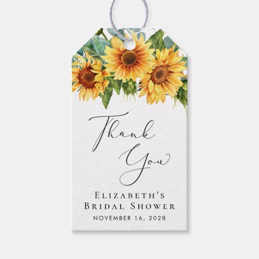 Eukalyptus-Brautparty Sunflower Geschenkanhänger (Vorderseite)