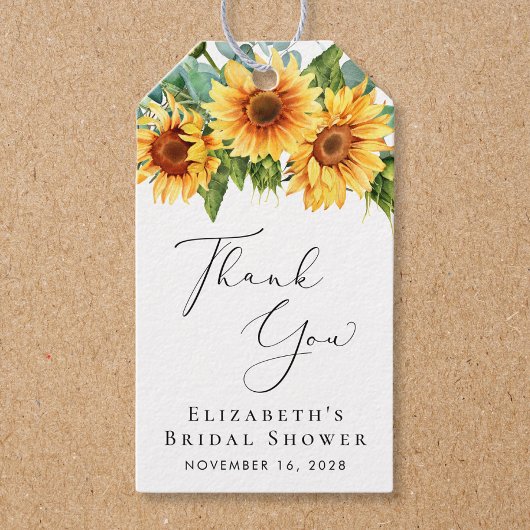 Eukalyptus-Brautparty Sunflower Geschenkanhänger