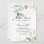 Eukalyptus-Brautparty Tee Party Einladung (Vorderseite)