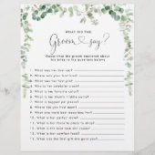 Eukalyptus-Brautparty Was hat der Groom gesagt? (Vorderseite)