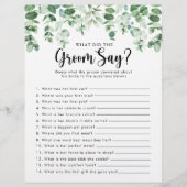 Eukalyptus-Brautparty Was hat der Groom gesagt? (Vorderseite)
