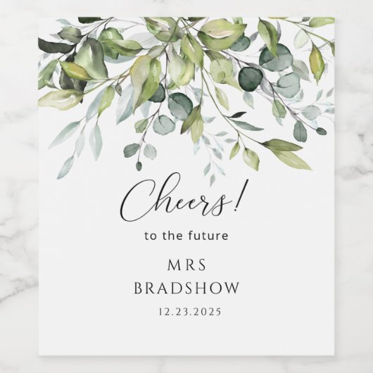 Eukalyptus-Brautparty Weinetikett (Einzelnes Label)