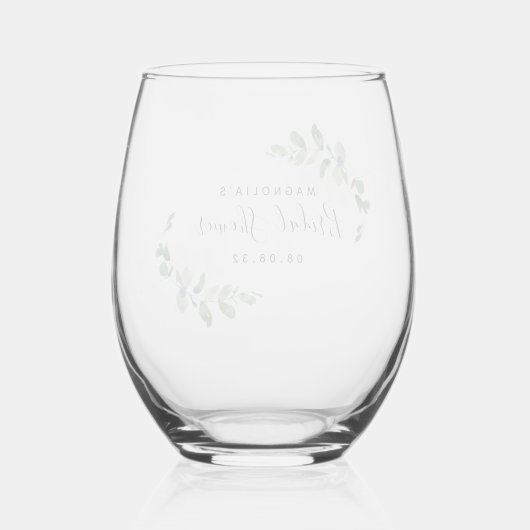 Eukalyptus-Brautparty Weinglas Ohne Stiel (Rückseite)