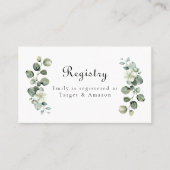 Eukalyptus Bridal Baby Shower Wedding Registry Visitenkarte (Vorderseite)