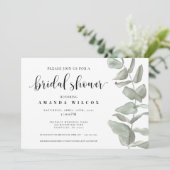 Eukalyptus Bridal Dusche Aquarell Einladung (Stehend Vorderseite)