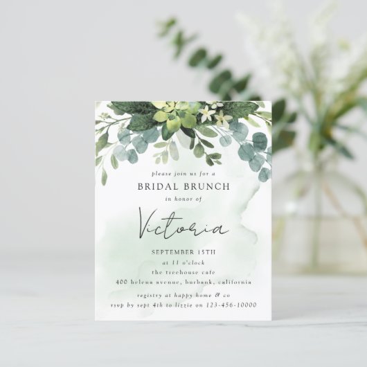 Eukalyptus Bridal Dusche Einladung (Stehend Vorderseite)
