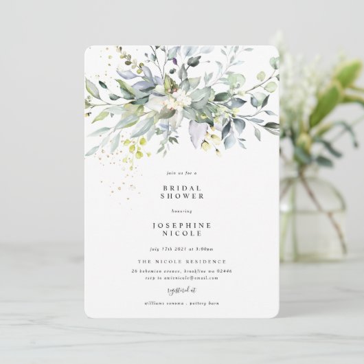 Eukalyptus Bridal Dusche Einladung (Stehend Vorderseite)