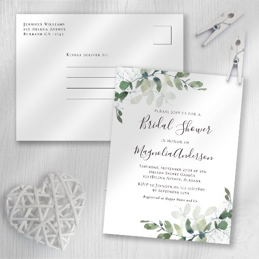 Eukalyptus Bridal Dusche Einladung Postkarte
