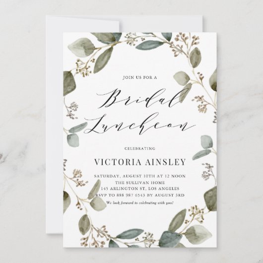 Eukalyptus Bridal Luncheon Einladung (Vorderseite)