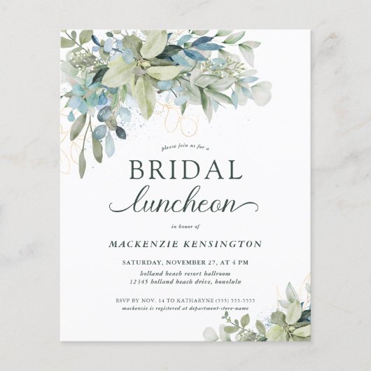 Eukalyptus Bridal Luncheon Einladung (Vorderseite)