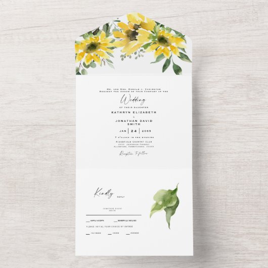 Eukalyptus-Bride-Eltern Hochzeit All In One Einladung (Innen Boden)