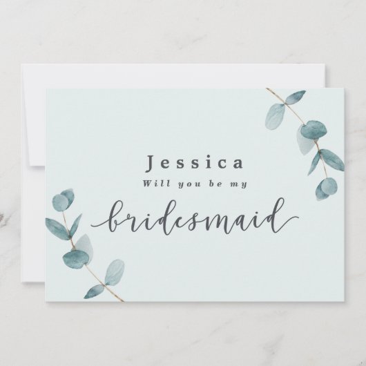 Eukalyptus Bridesmaid Vorschlag Card (Vorderseite)