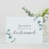 Eukalyptus Bridesmaid Vorschlag Card (Stehend Vorderseite)