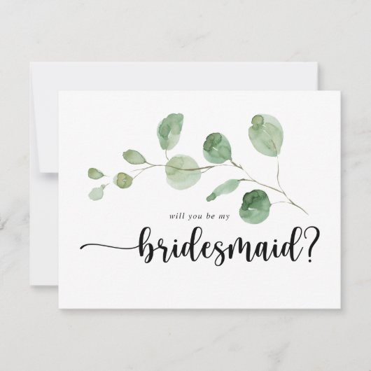 Eukalyptus Bridesmaid Vorschlag Note Card Mitteilungskarte (Vorderseite)