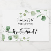 Eukalyptus Bridesmaid-Vorschlag Schaumweinetikett (Einzelnes Label)