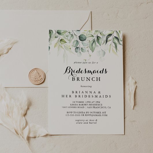Eukalyptus Bridesmaids Brunch Showdusche Einladung
