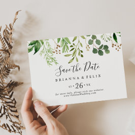 Eukalyptus Brown Floral Horizontal Wedding Save The Date