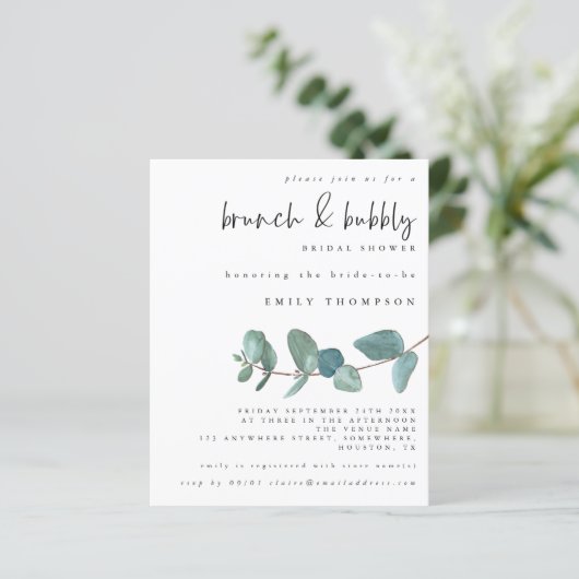 Eukalyptus Brunch Bubbly Brautparty (Stehend Vorderseite)