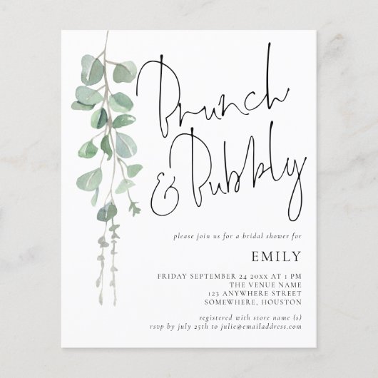 Eukalyptus Brunch Bubbly Brautparty (Vorderseite)