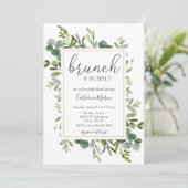 Eukalyptus Brunch und Bubbly Brautparty Einladung (Stehend Vorderseite)