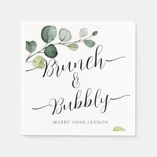Eukalyptus Brunch und Bubbly Brautparty Napkins Serviette (Vorderseite)