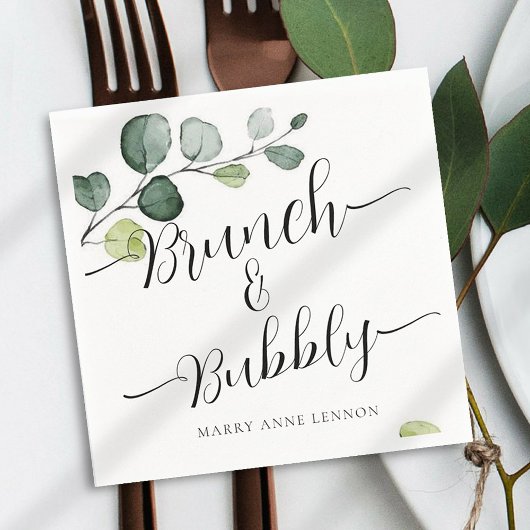 Eukalyptus Brunch und Bubbly Brautparty Napkins Serviette