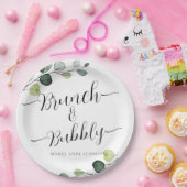 Eukalyptus Brunch und Bubbly Brautparty Pappteller (Party)