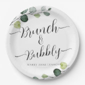 Eukalyptus Brunch und Bubbly Brautparty Pappteller (Vorderseite)