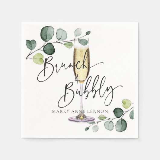 Eukalyptus Brunch und Bubbly Napkins Serviette (Vorderseite)