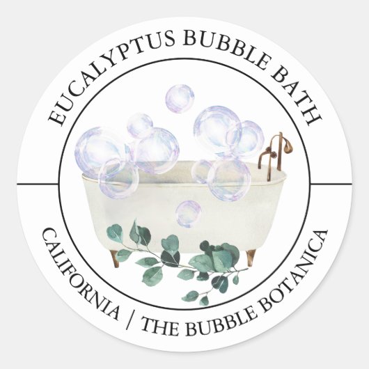 Eukalyptus-Bubble-Bath-Etikett Runder Aufkleber (Vorderseite)